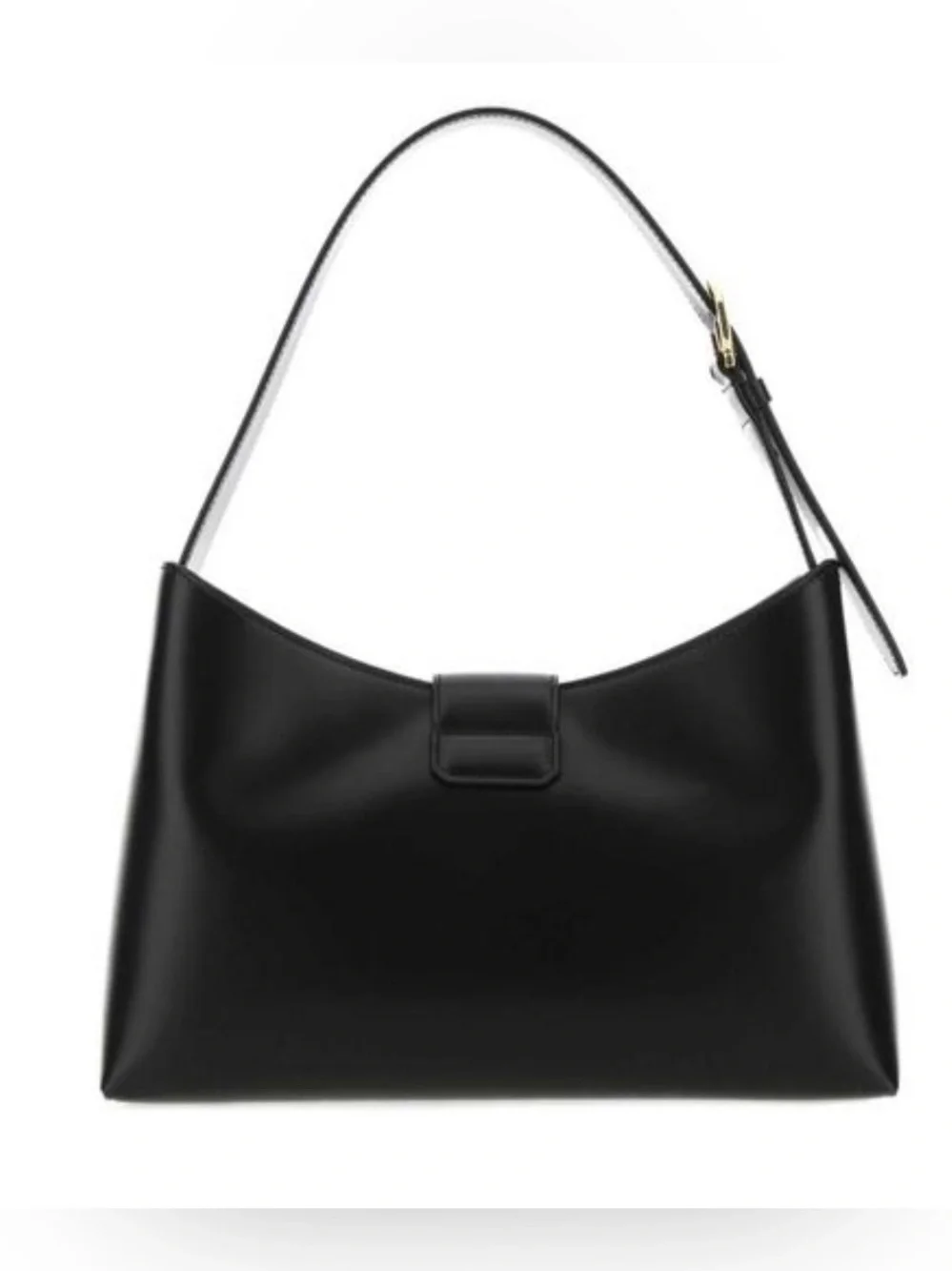 Salvador Ferragamo Black Leather Gancio Trifolio Large Shoulder Bag